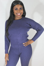 Load image into Gallery viewer, Navy Cable Knit Sweater Set

