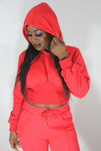 Load image into Gallery viewer, Red Cropped Hoodie Set
