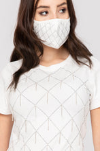 Load image into Gallery viewer, Jeweled T-Shirt With Mask- White
