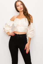 Load image into Gallery viewer, Ivory Twist Front Crop top
